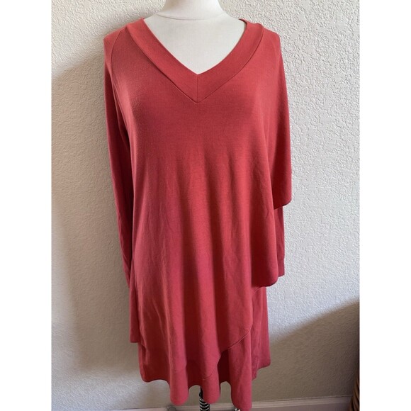 Soft Surroundings Dresses & Skirts - SOFT SURROUNDINGS Marla Layered Tunic Dress Coral Red Sz M Lagenlook Cozy Comfy